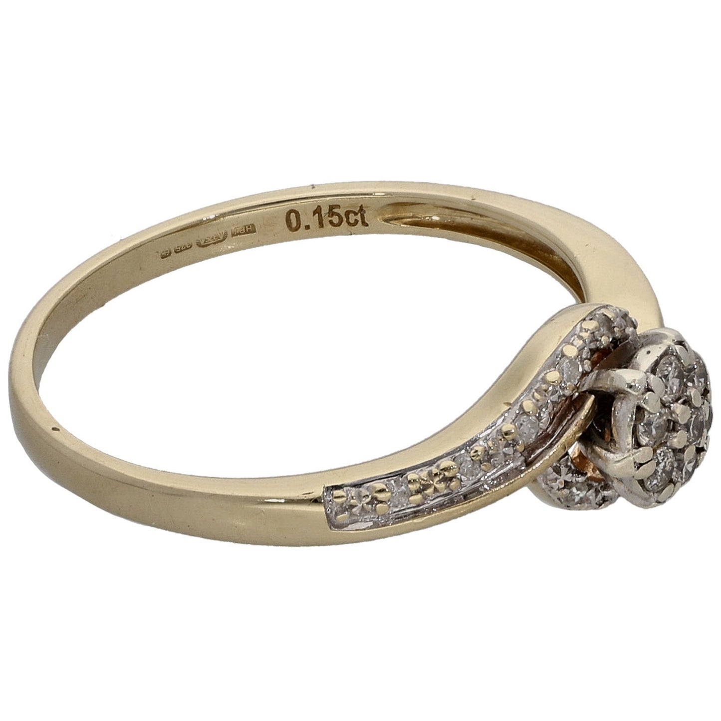 9ct Gold 0.15ct Diamond Cluster Ring Size N