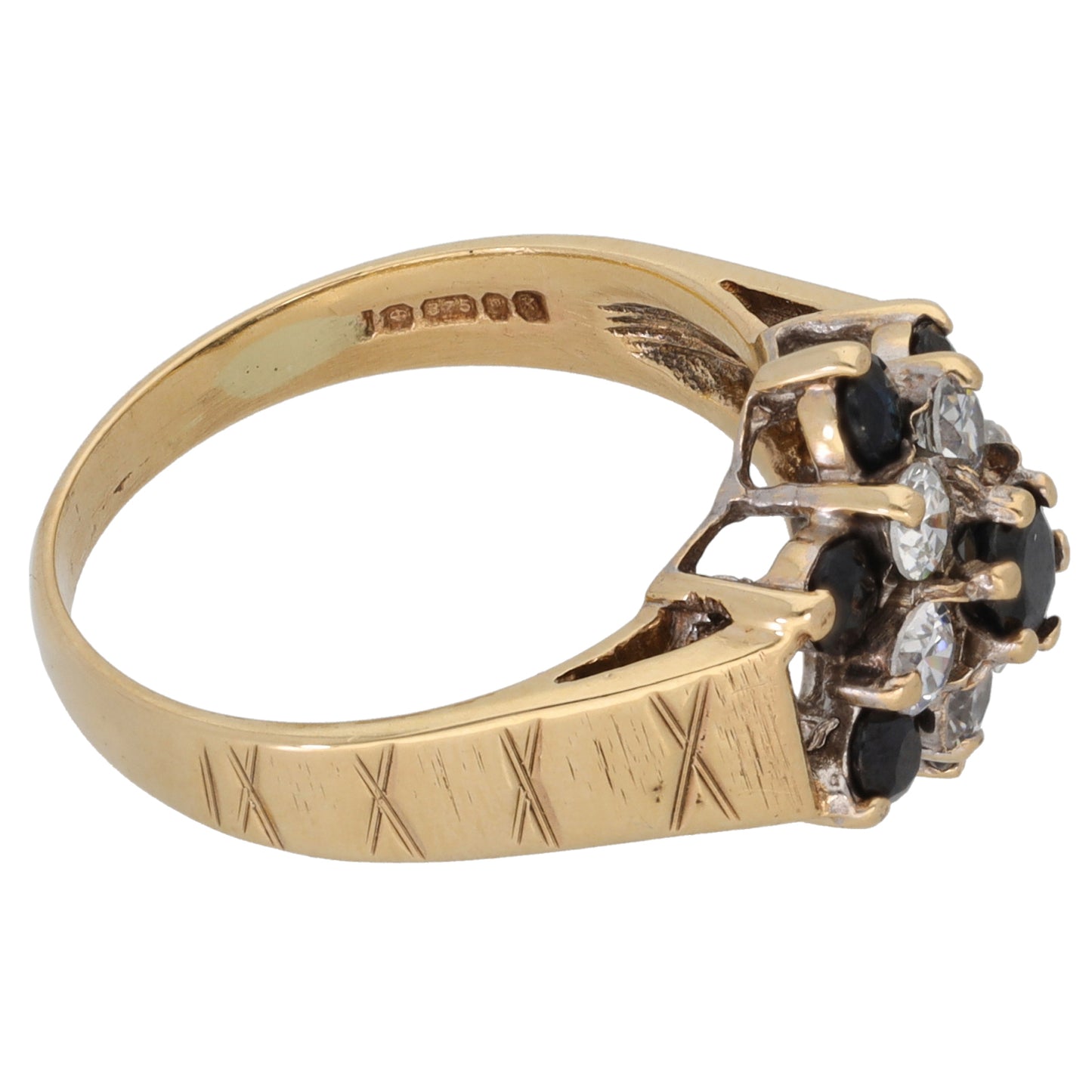 9ct Gold Sapphire & Cubic Zirconia Dress/Cocktail Ring Size N