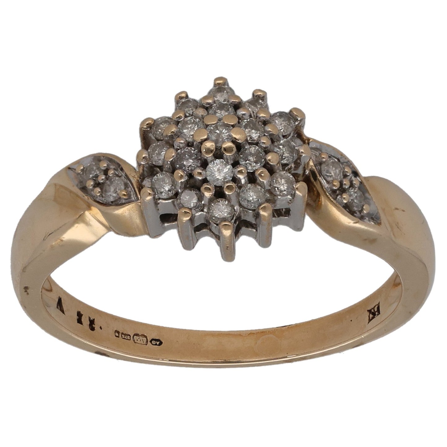 9ct Gold 0.25ct Diamond Cluster Ring Size M