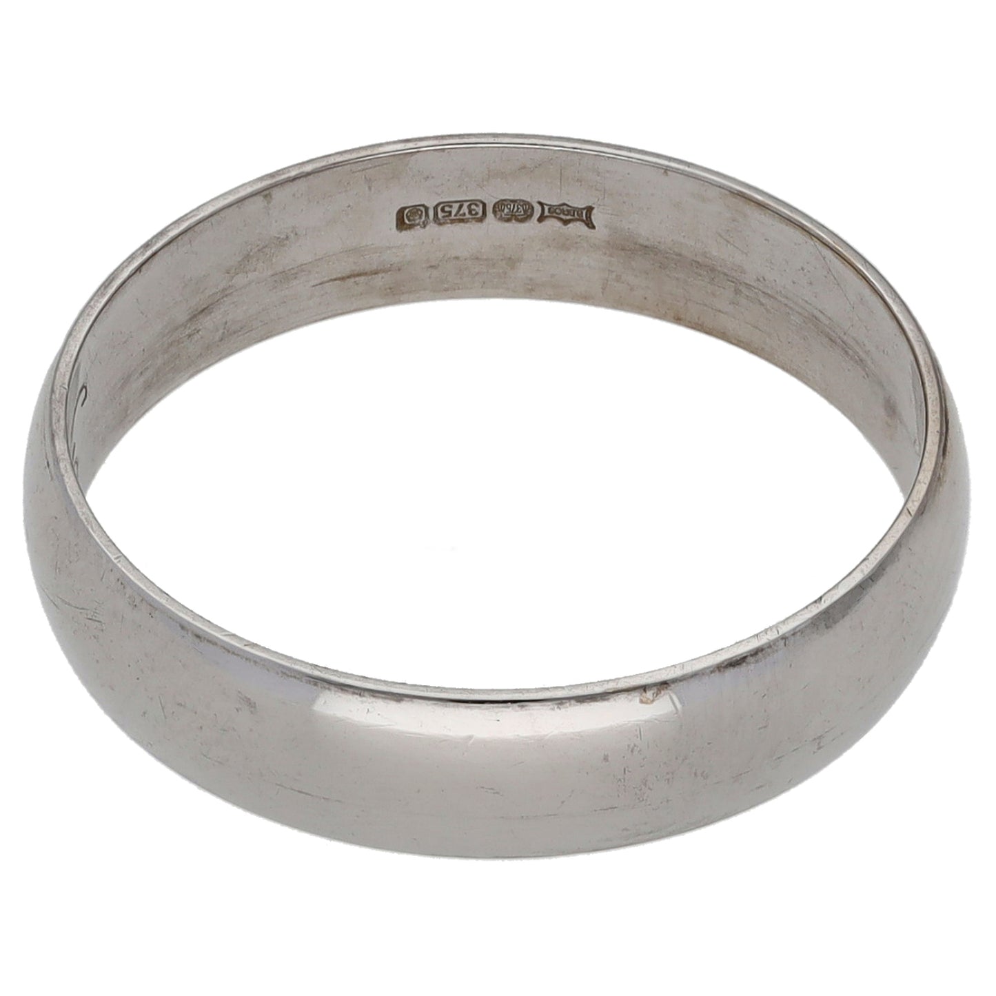 9ct White Gold Plain Wedding Ring Size N