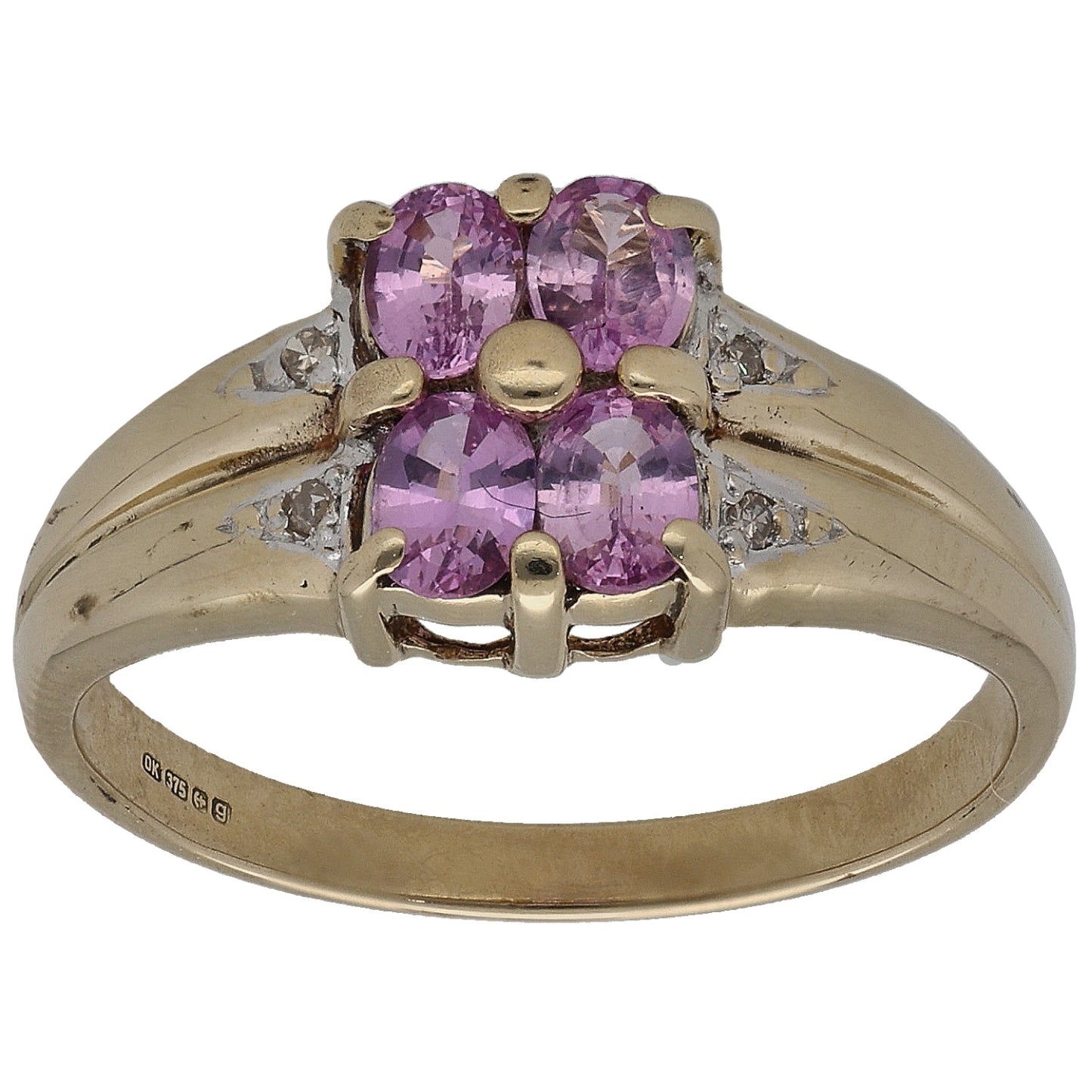 9ct Gold Sapphire & 0.02ct Diamond Dress/Cocktail Ring Size N