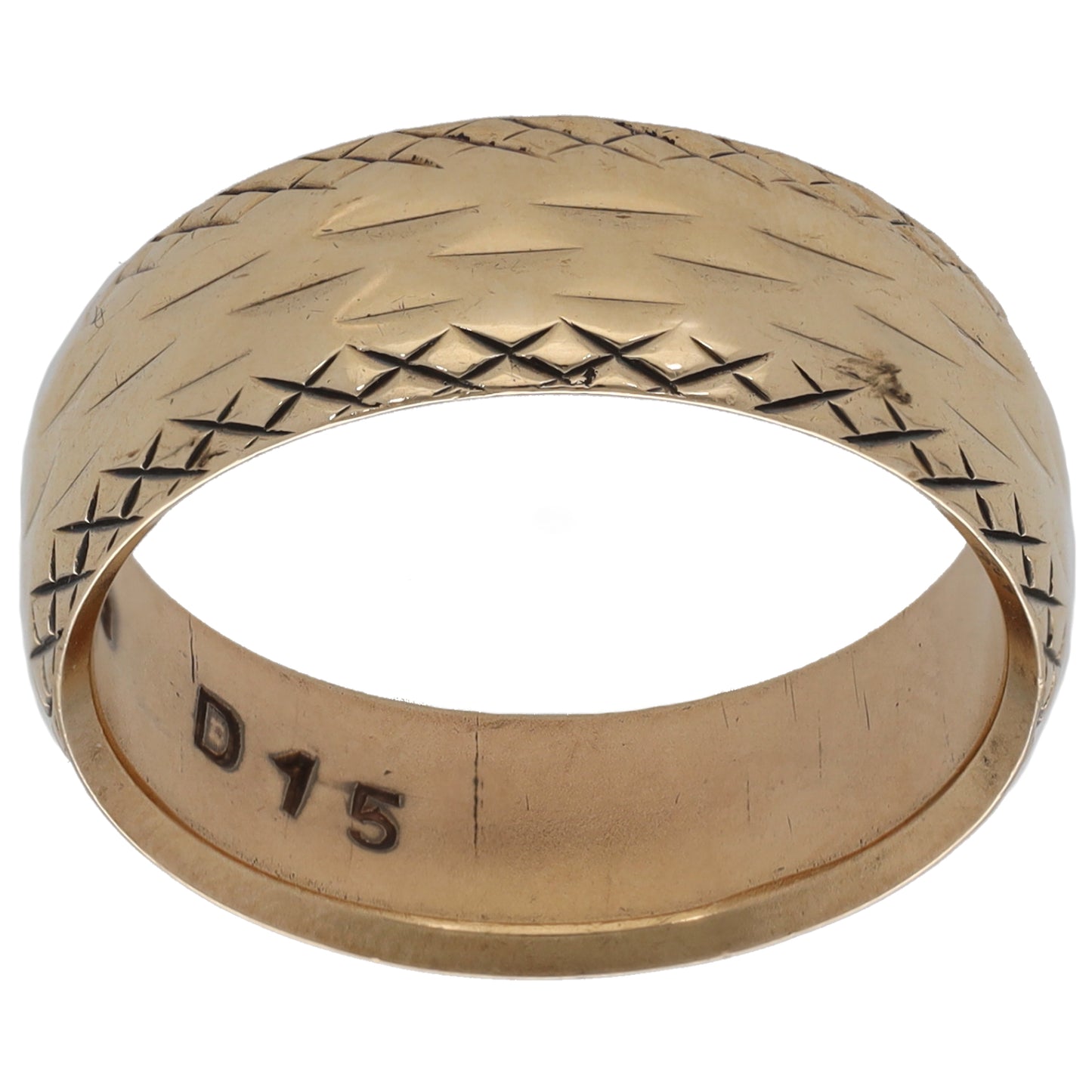 9ct Gold Patterned Wedding Ring Size O