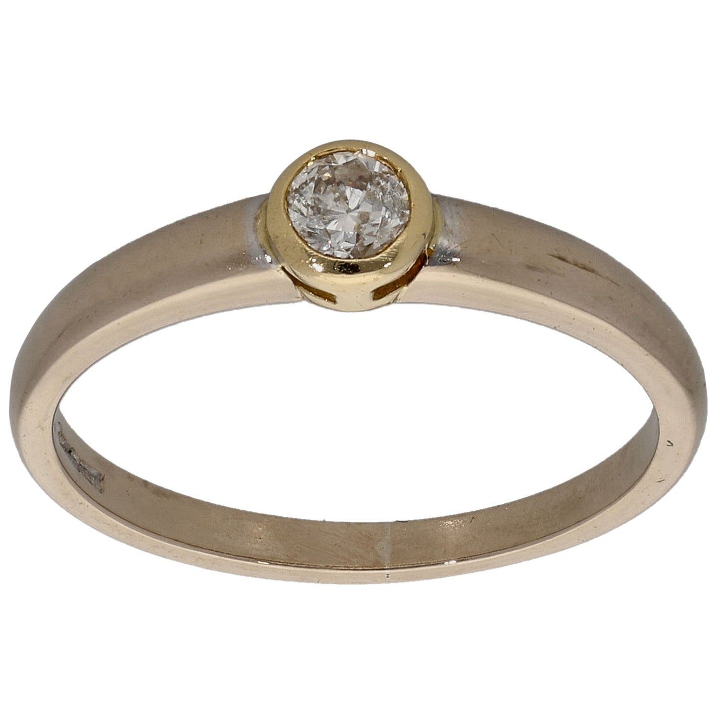 9ct Bi-Colour Gold 0.20ct Diamond Solitaire Ring Size N