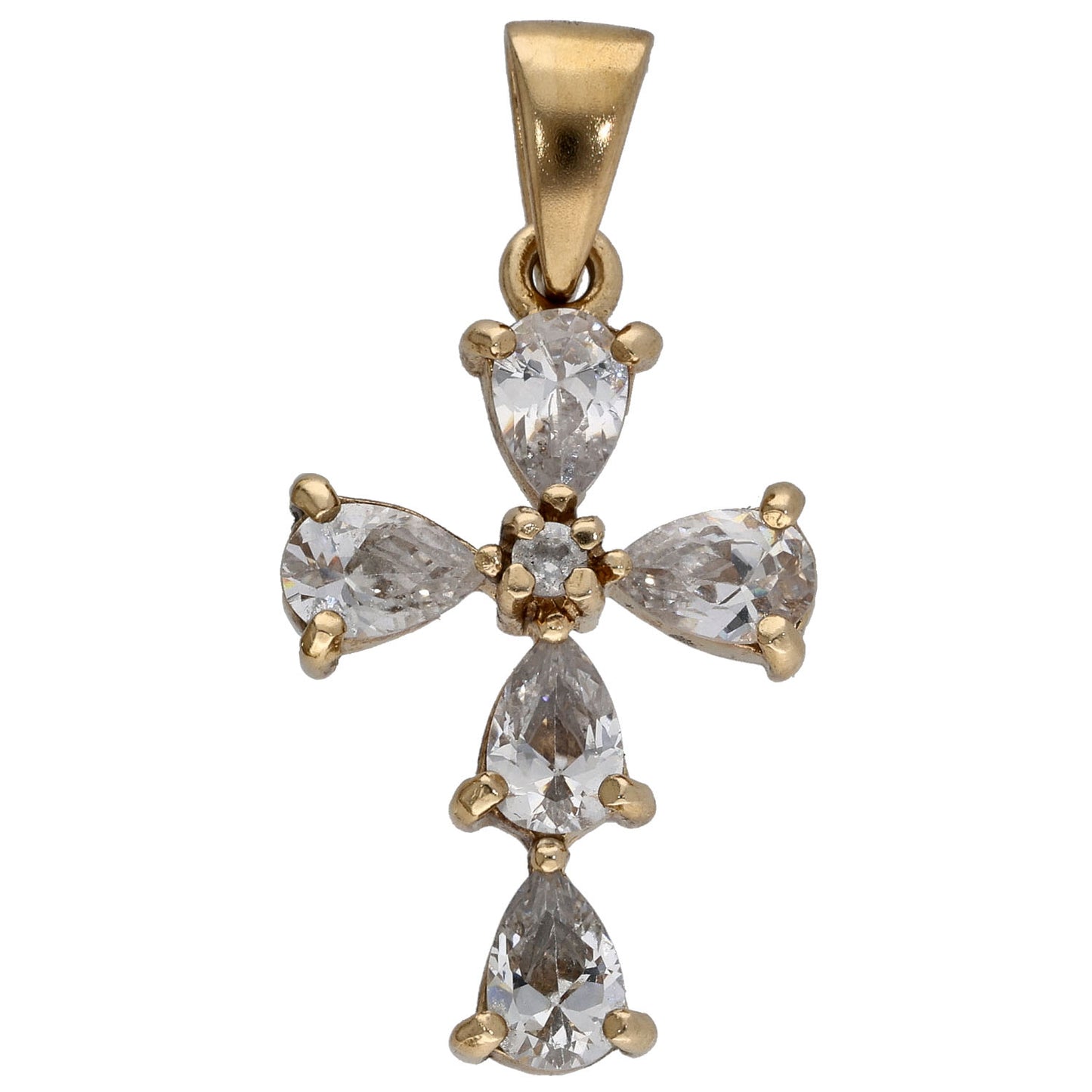 9ct Gold Cubic Zirconia Cross Pendant