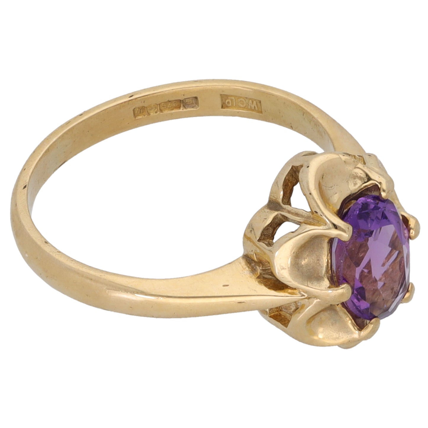 9ct Gold Amethyst Single Stone Ring Size H