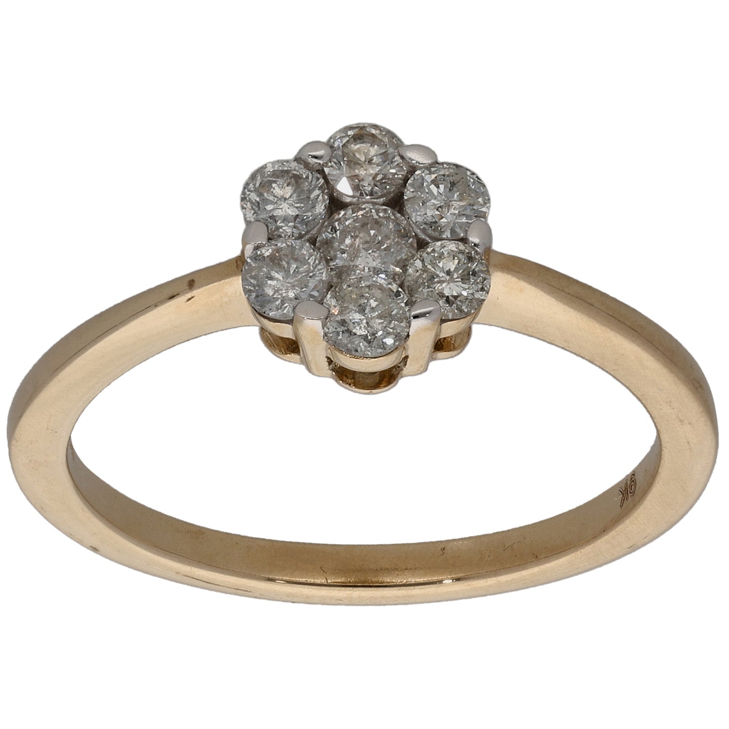9ct Gold 0.40ct Diamond Cluster Ring Size O