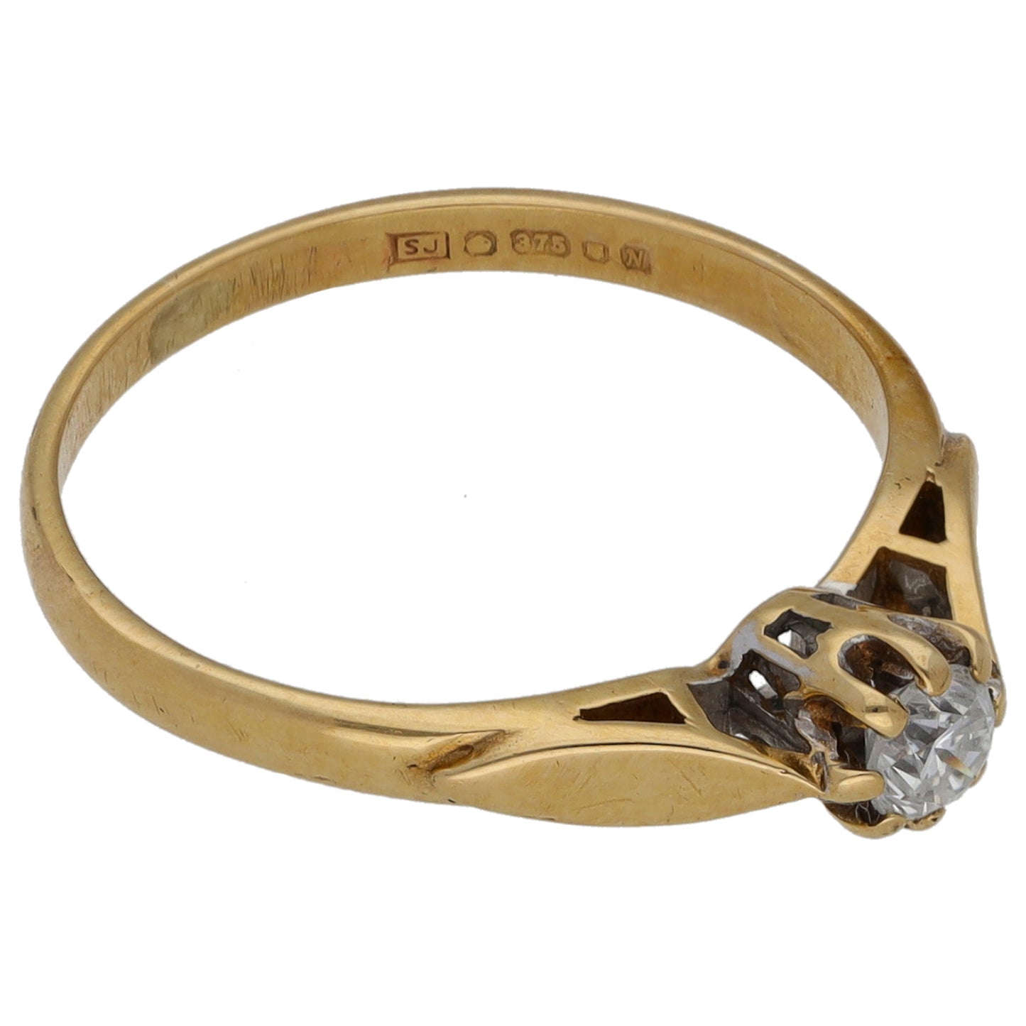 9ct Gold 0.15ct Diamond Solitaire Ring Size K