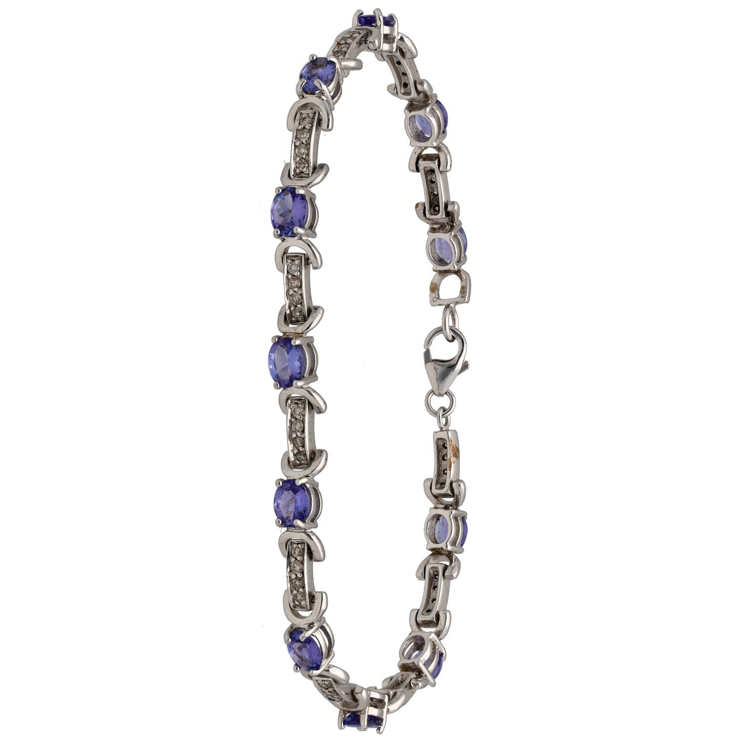 14ct White Gold Tanzanite & 0.22ct Diamond Fancy Stone Set Bracelet