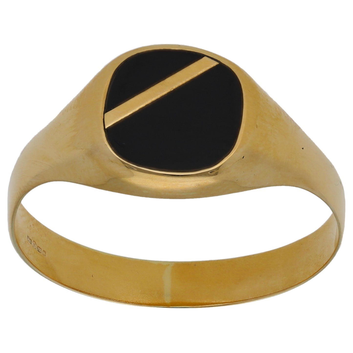 9ct Gold Onyx Plain Signet Ring Size Y