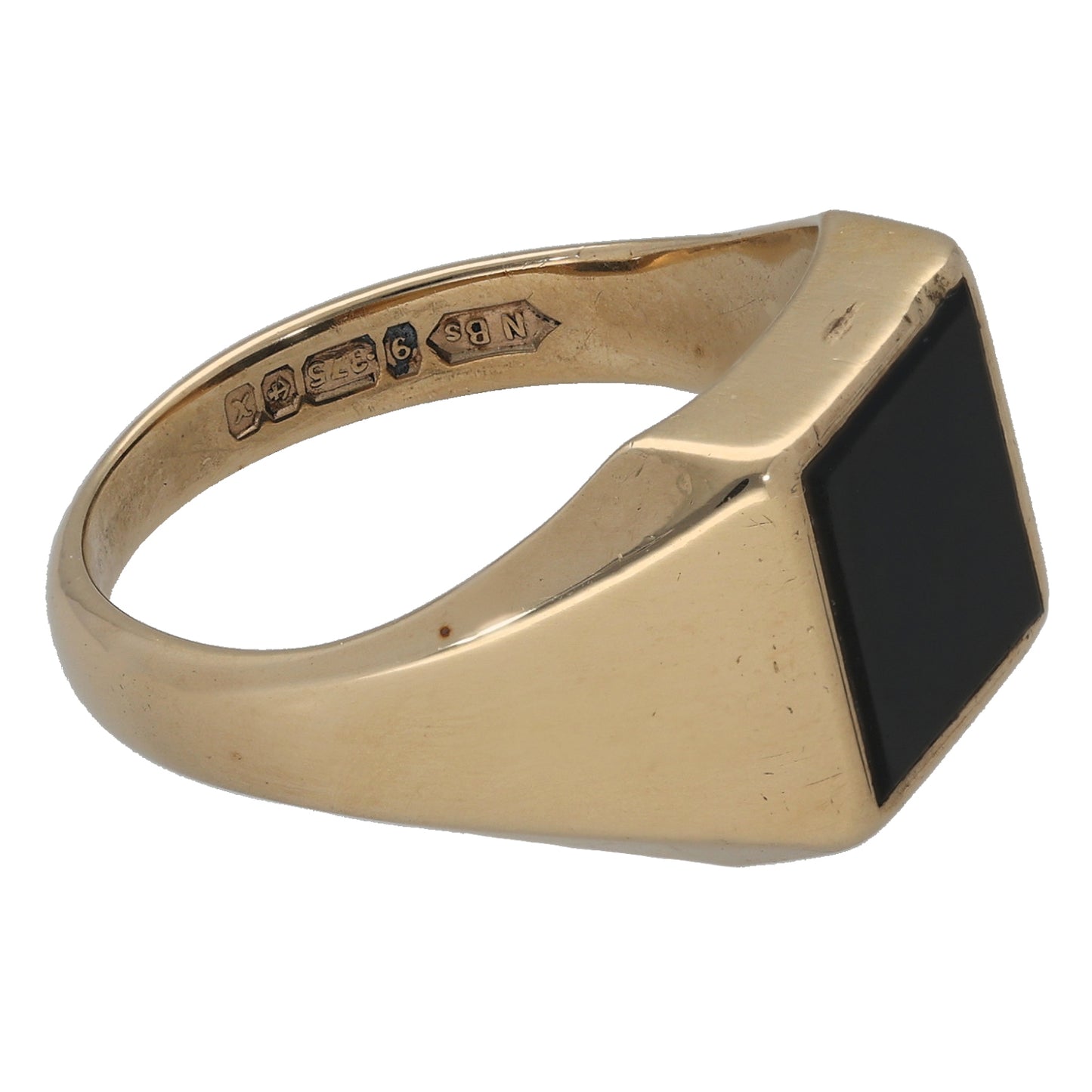 9ct Gold Onyx Single Stone Signet Ring Size U