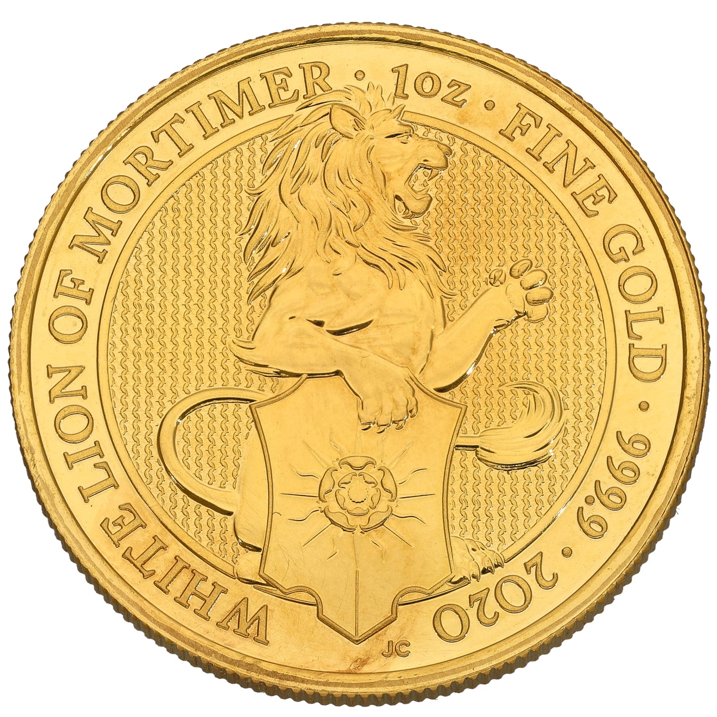 24ct Gold White Lion Of Mortimer 1 OZ Coin 2020