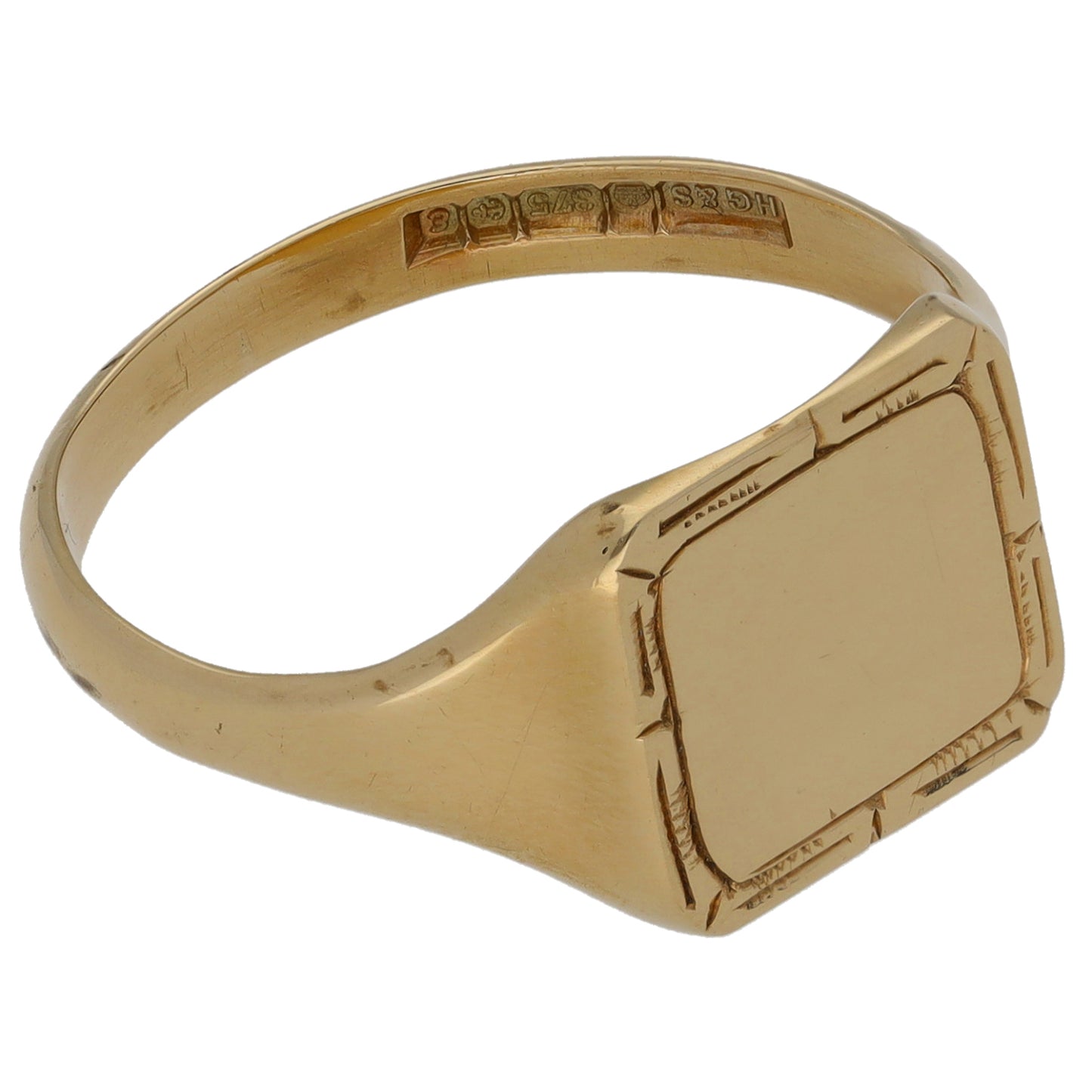 9ct Gold Patterned Signet Ring Size S
