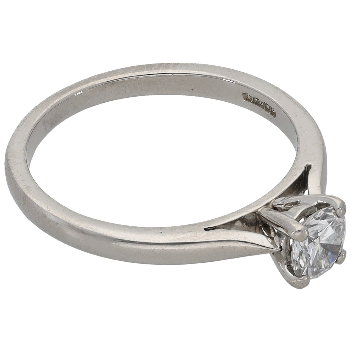 Platinum 0.40ct Diamond Solitaire Ring Size L