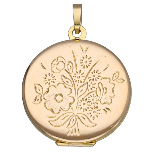 9ct Gold Patterned Locket Pendant