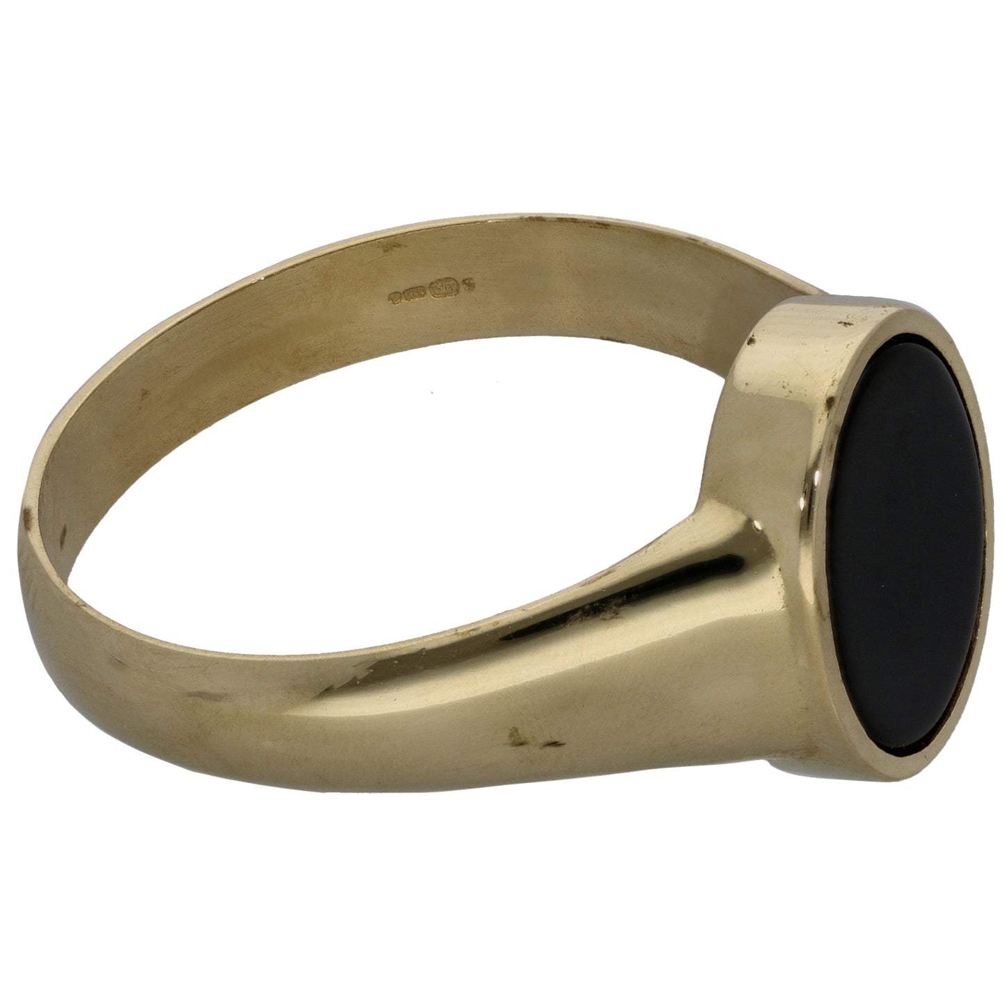 9ct Gold Onyx Plain Signet Ring Size Y
