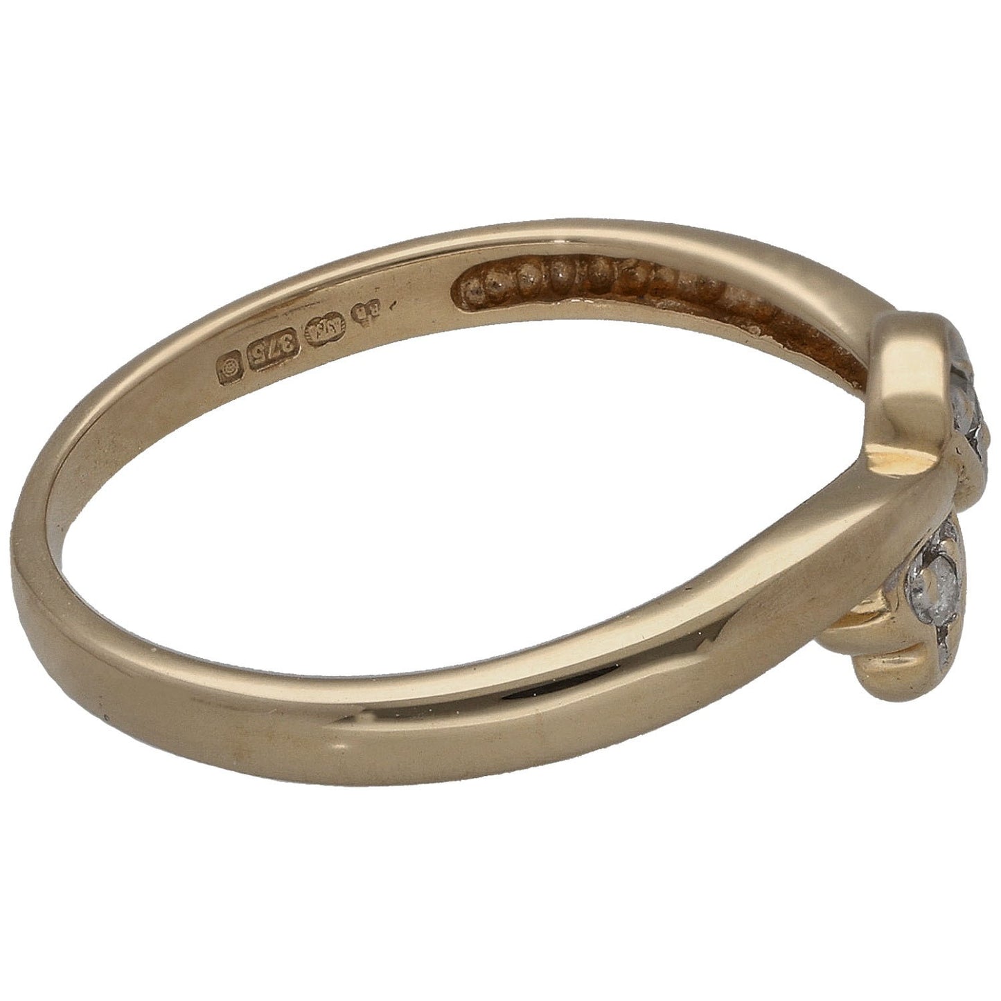 9ct Gold 0.02ct Diamond Two Stone Ring Size L
