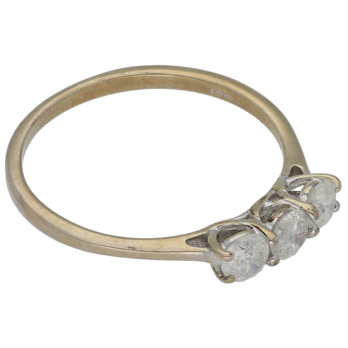 9ct White Gold 0.60ct Diamond Trilogy Ring Size O