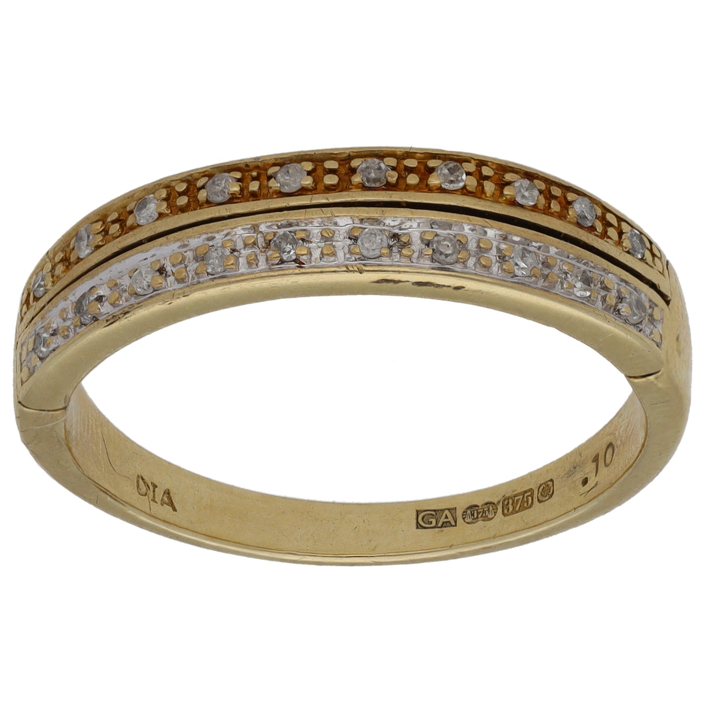9ct Gold 0.10ct Diamond Half Eternity Ring Size T