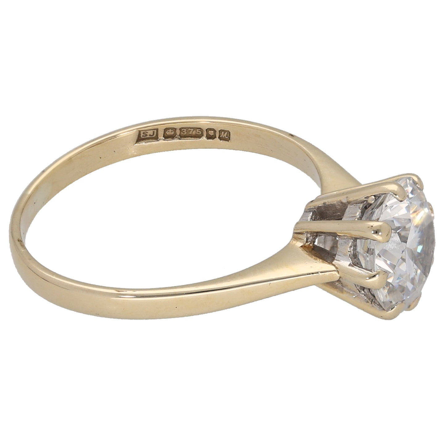 9ct Gold Cubic Zirconia Single Stone Ring Size L