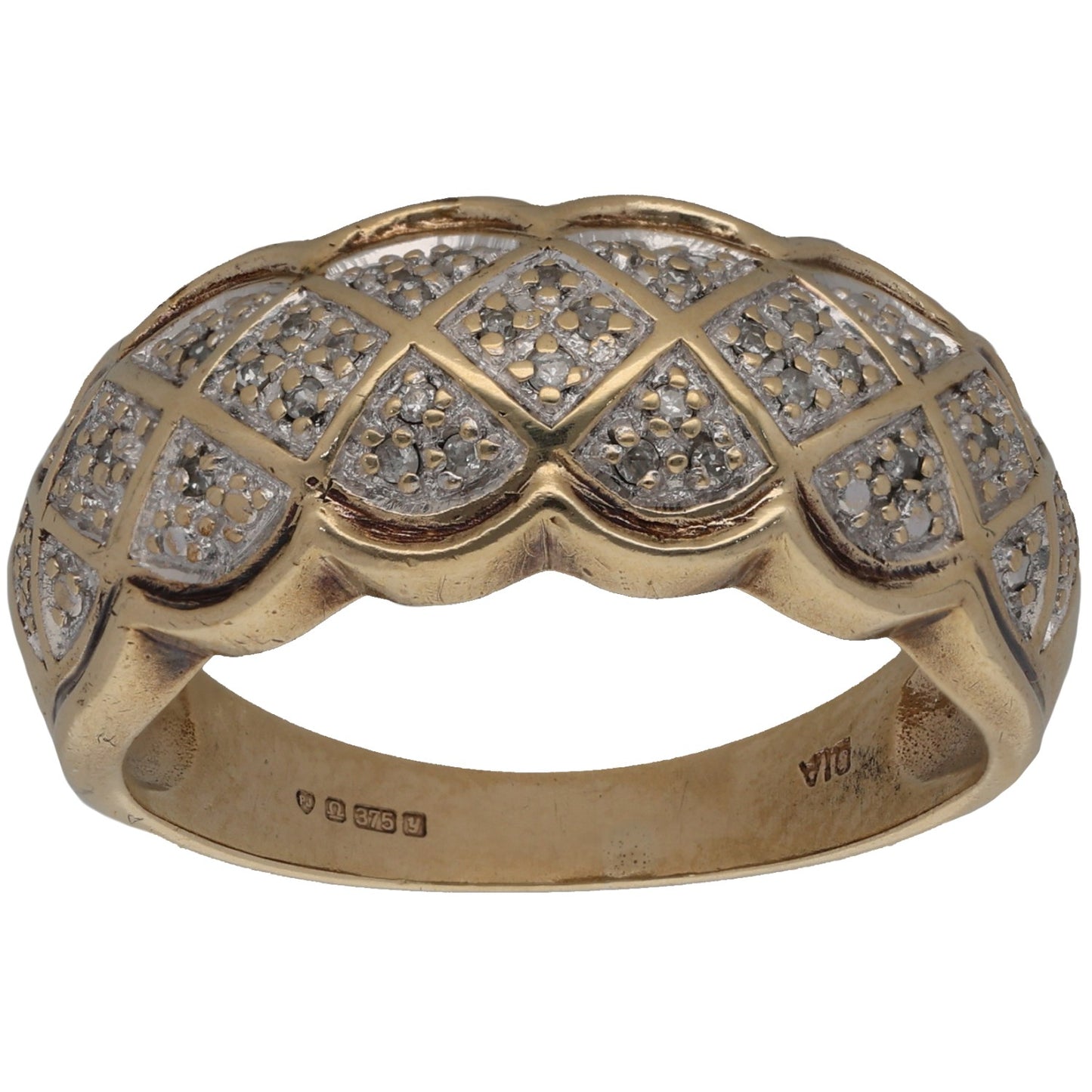 9ct Gold 0.075ct Diamond Dress/Cocktail Ring Size P