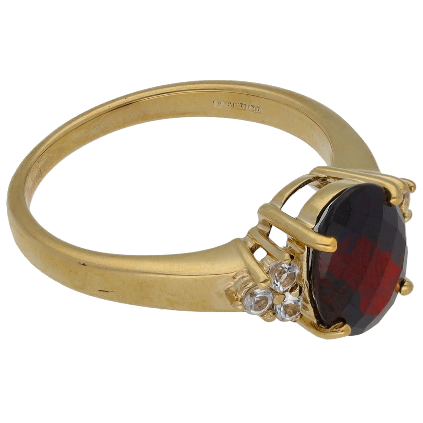 9ct Gold Garnet & Cubic Zirconia Dress/Cocktail Ring Size N