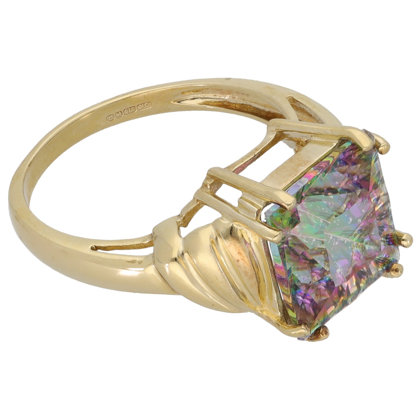 9ct Gold Coated Topaz Single Stone Ring Size N