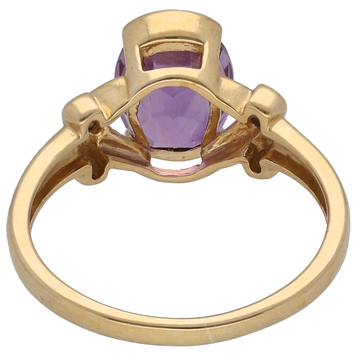 9ct Gold Amethyst & 0.03ct Diamond Dress/Cocktail Ring Size N