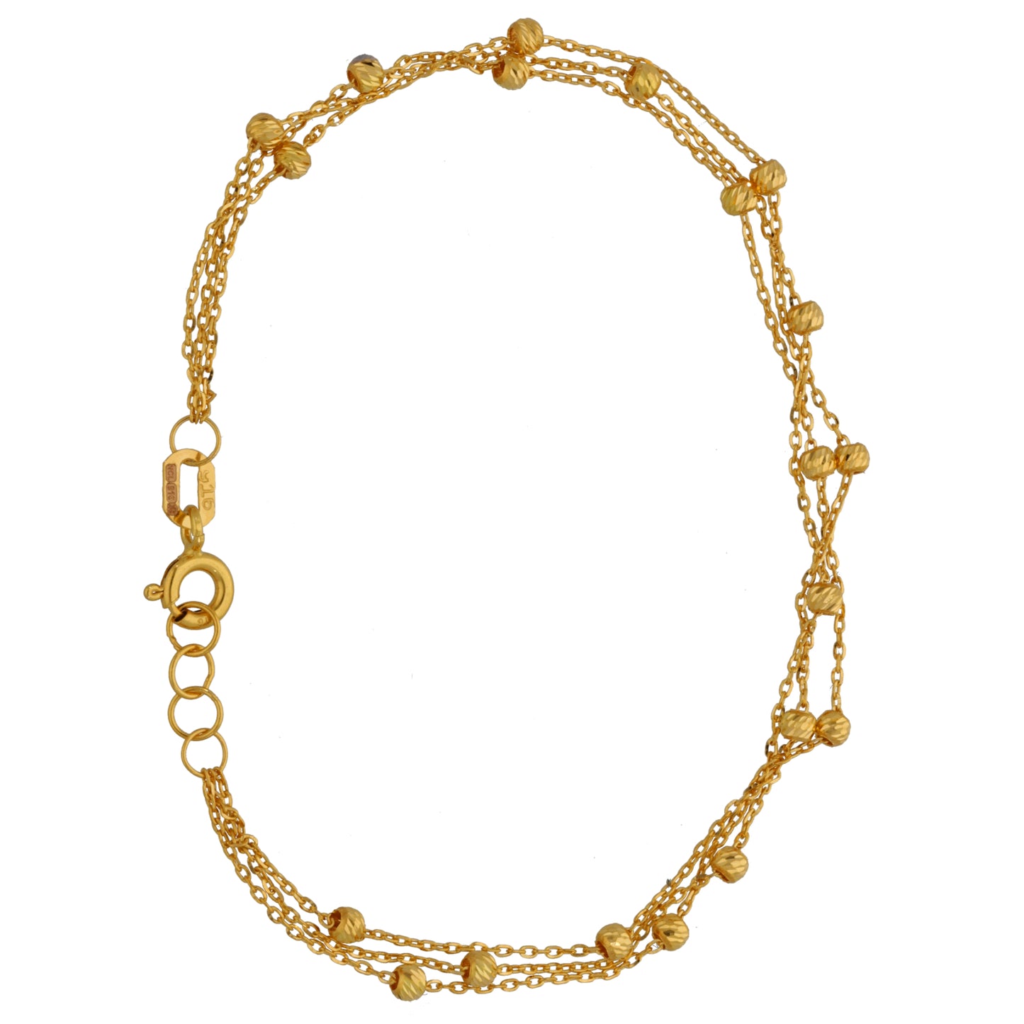 New 22ct Gold 2 Row Beaded Bracelet