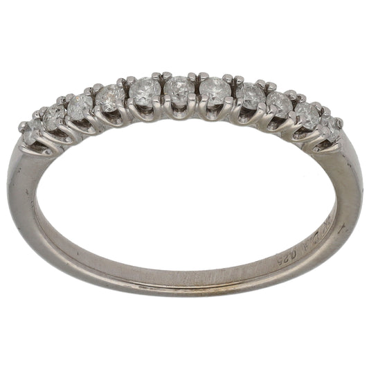 9ct White Gold 0.25ct Diamond Half Eternity Ring Size O