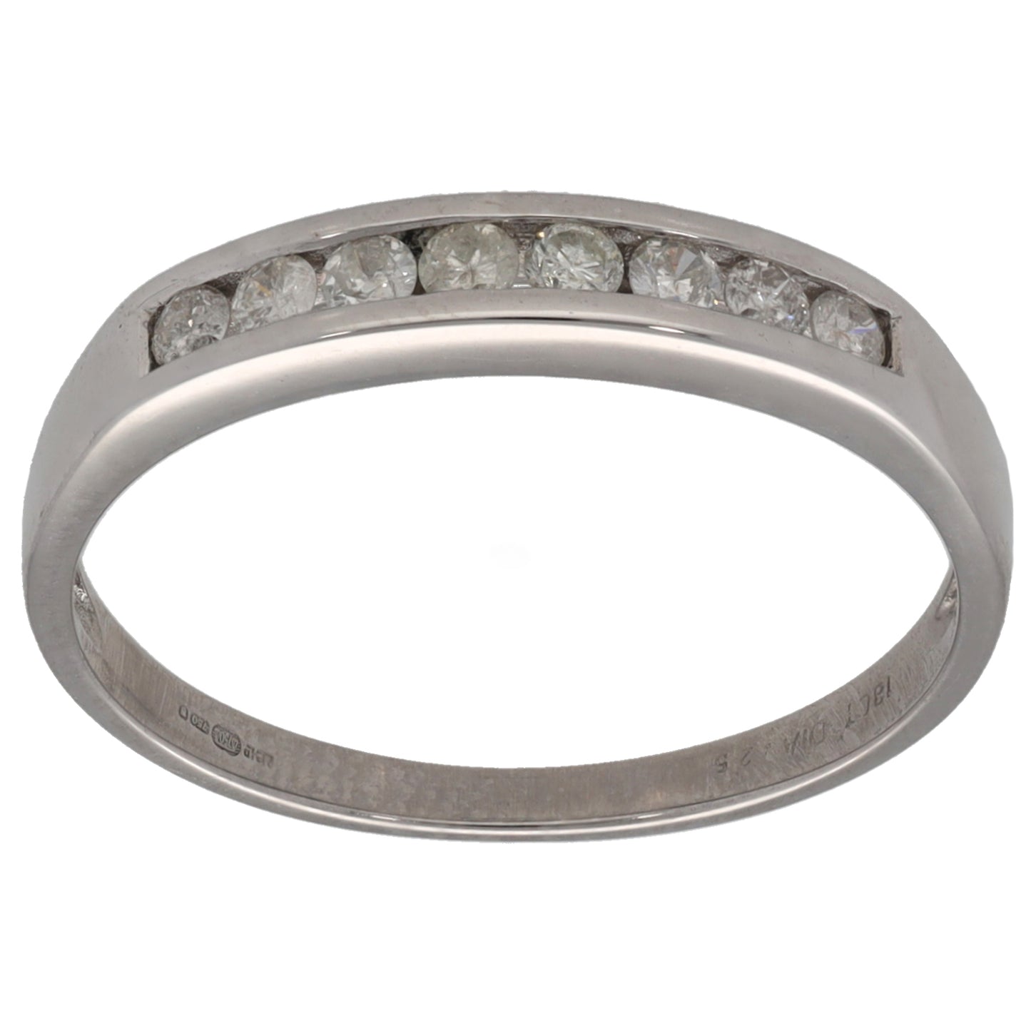 18ct White Gold 0.25ct Diamond Half Eternity Ring Size P
