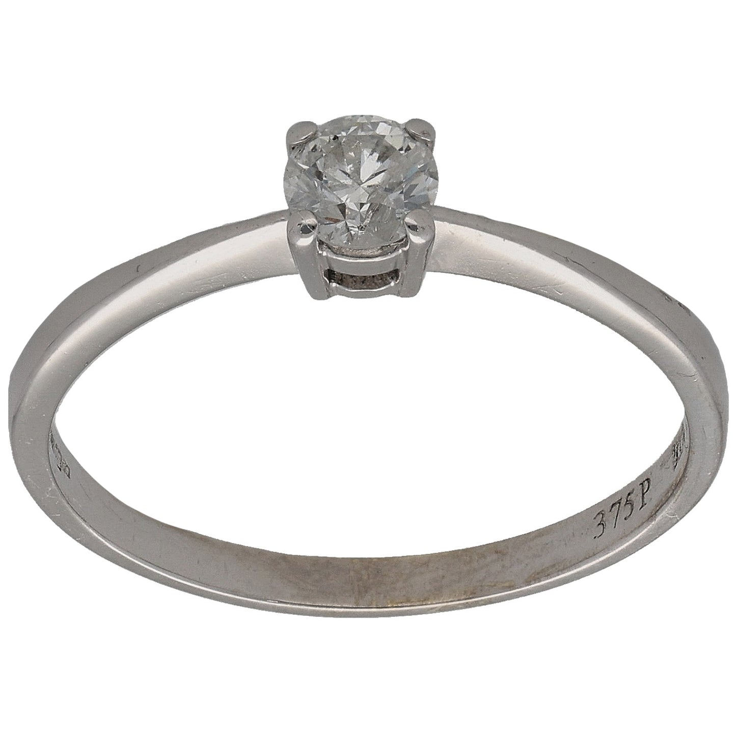 9ct White Gold 0.25ct Diamond Solitaire Ring Size O