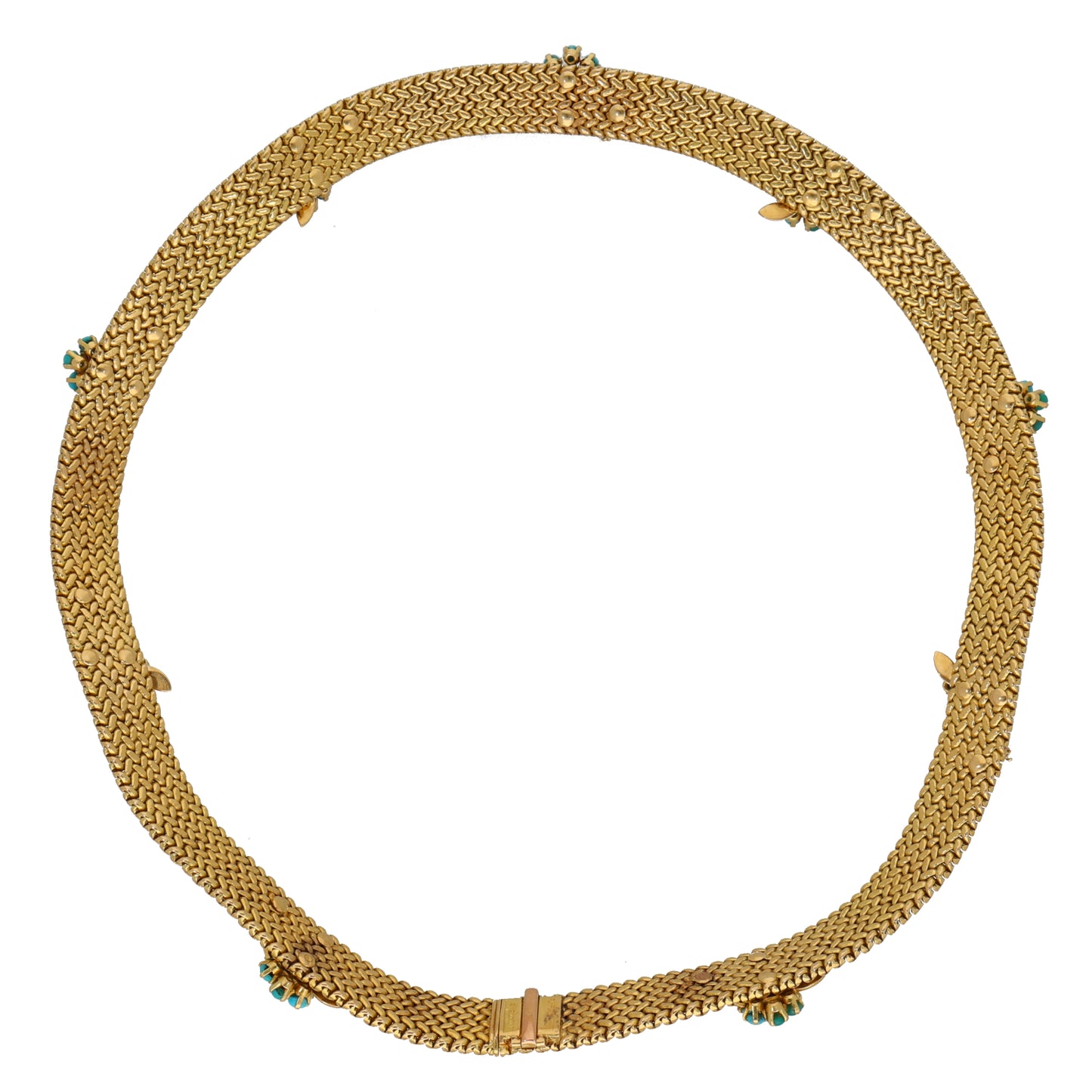 9ct Gold Turquoise & Ruby Fancy Necklace 18"