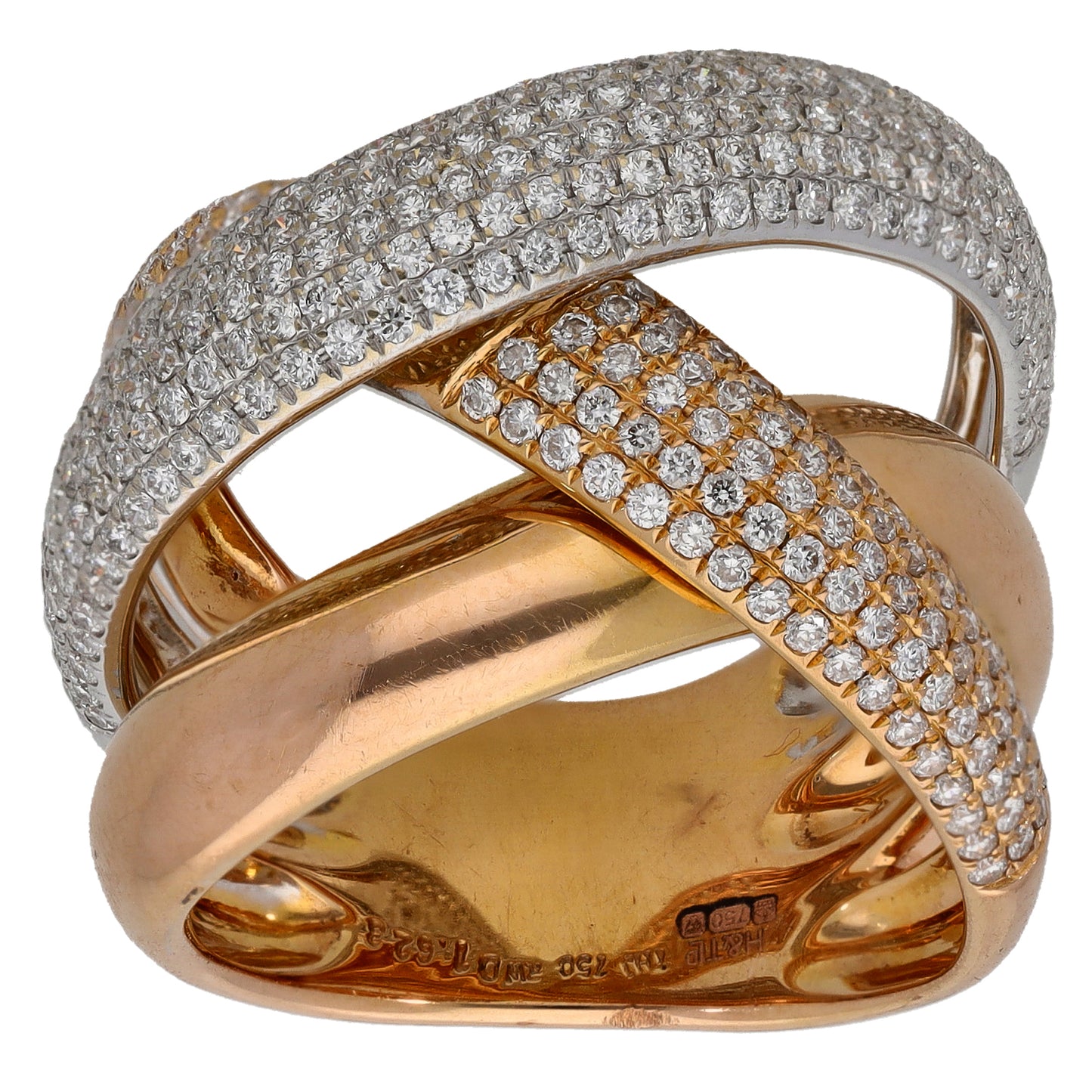 18ct Bicolour Gold 1.62ct Diamond Dress/Cocktail Ring Size O