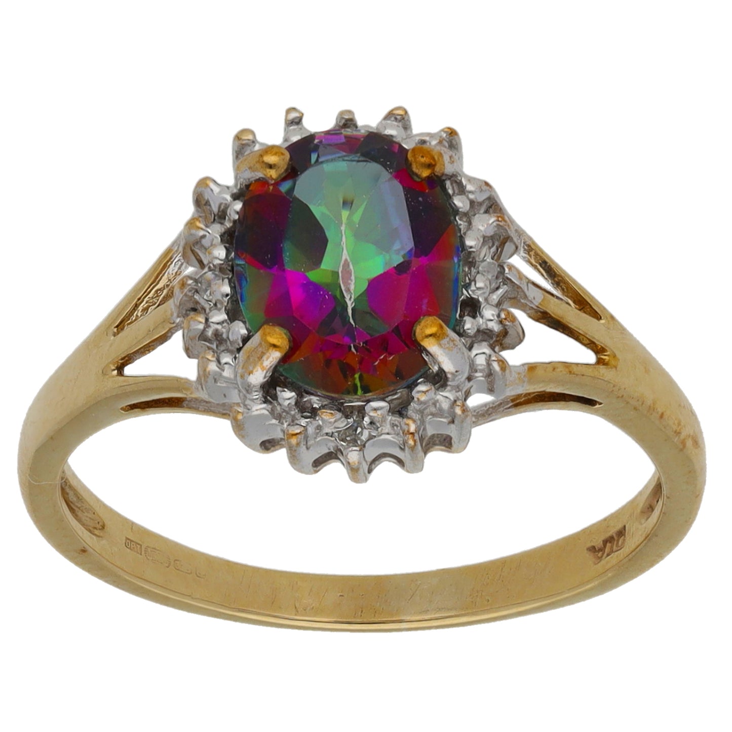 9ct Gold Coated Topaz & 0.02ct Diamond Dress/Cocktail Ring Size L