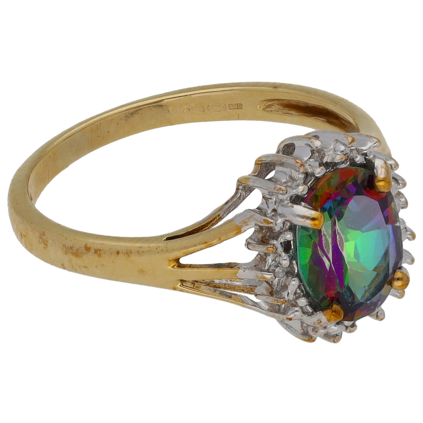 9ct Gold Coated Topaz & 0.02ct Diamond Dress/Cocktail Ring Size L