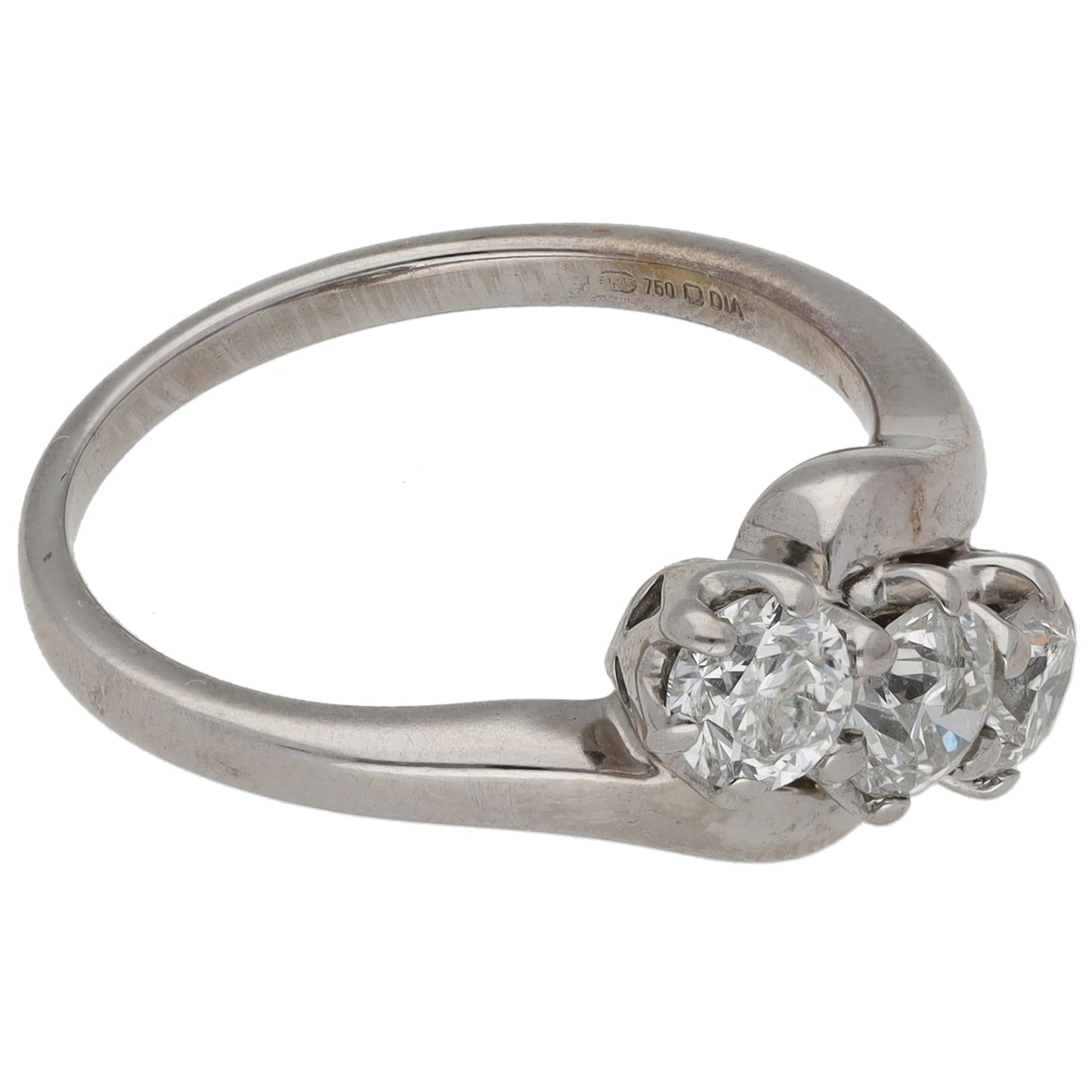 18ct White Gold 1.00ct Diamond Trilogy Ring Size N