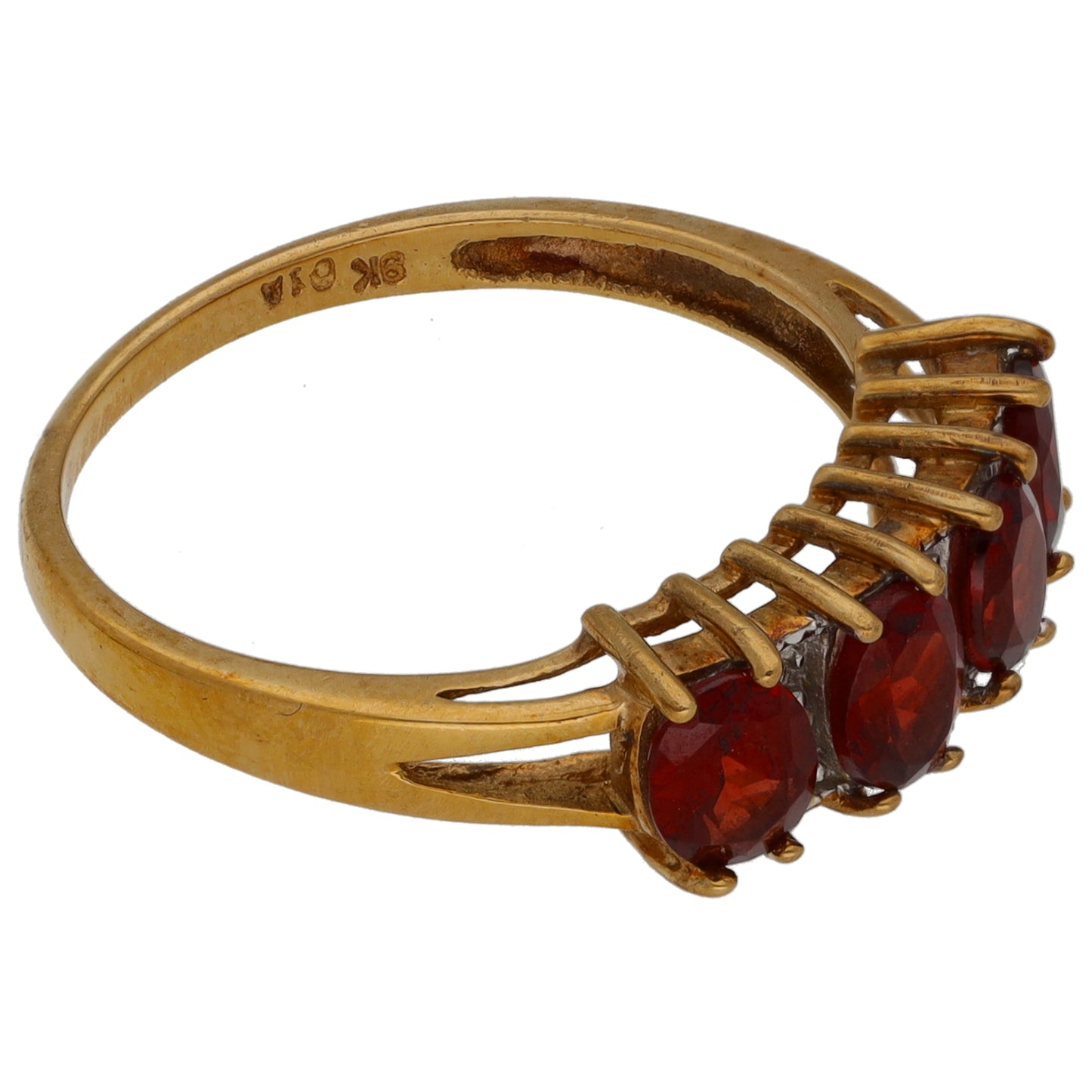 9ct Gold Garnet & 0.015ct Diamond Dress/Cocktail Ring Size P