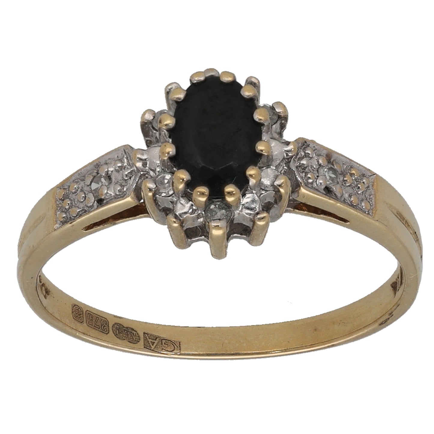 9ct Gold 0.04ct Diamond & Sapphire Dress/Cocktail Ring Size M