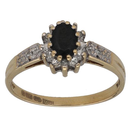 9ct Gold 0.04ct Diamond & Sapphire Dress/Cocktail Ring Size M