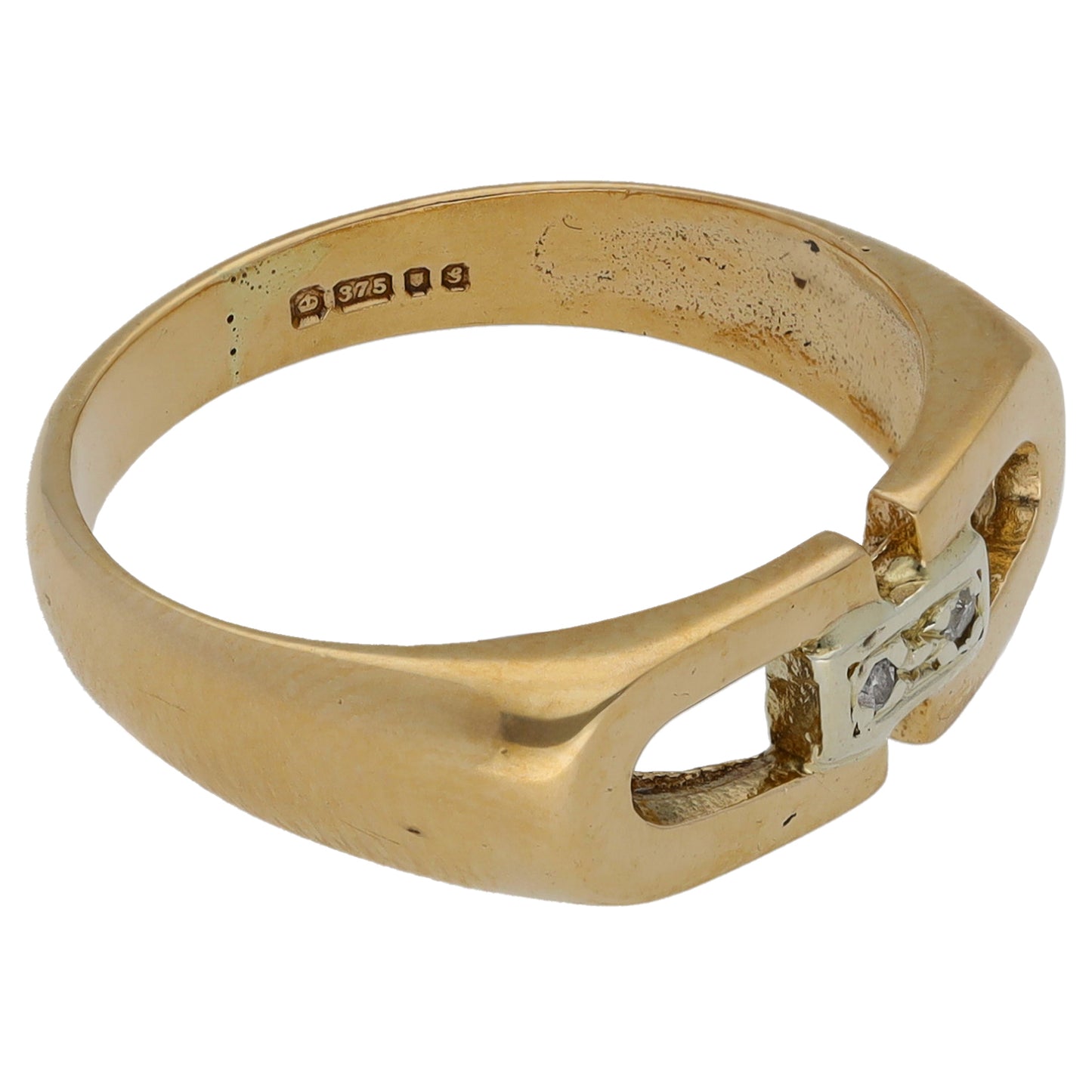 9ct Gold 0.01ct Diamond Two Stone Ring Size M