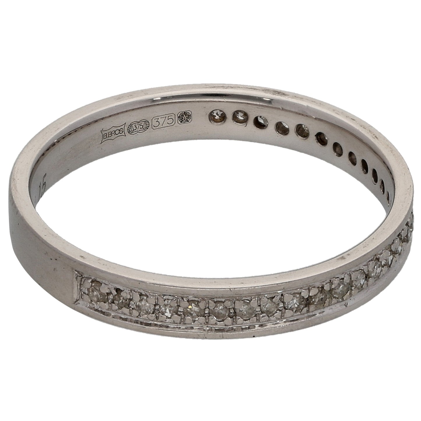 9ct White Gold 0.15ct Diamond Half Eternity Ring Size L
