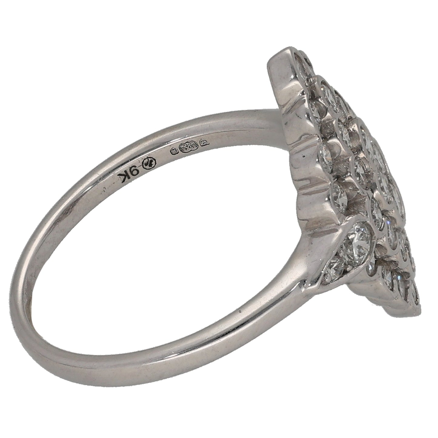 9ct White Gold 1.00ct Diamond Cluster Ring Size M