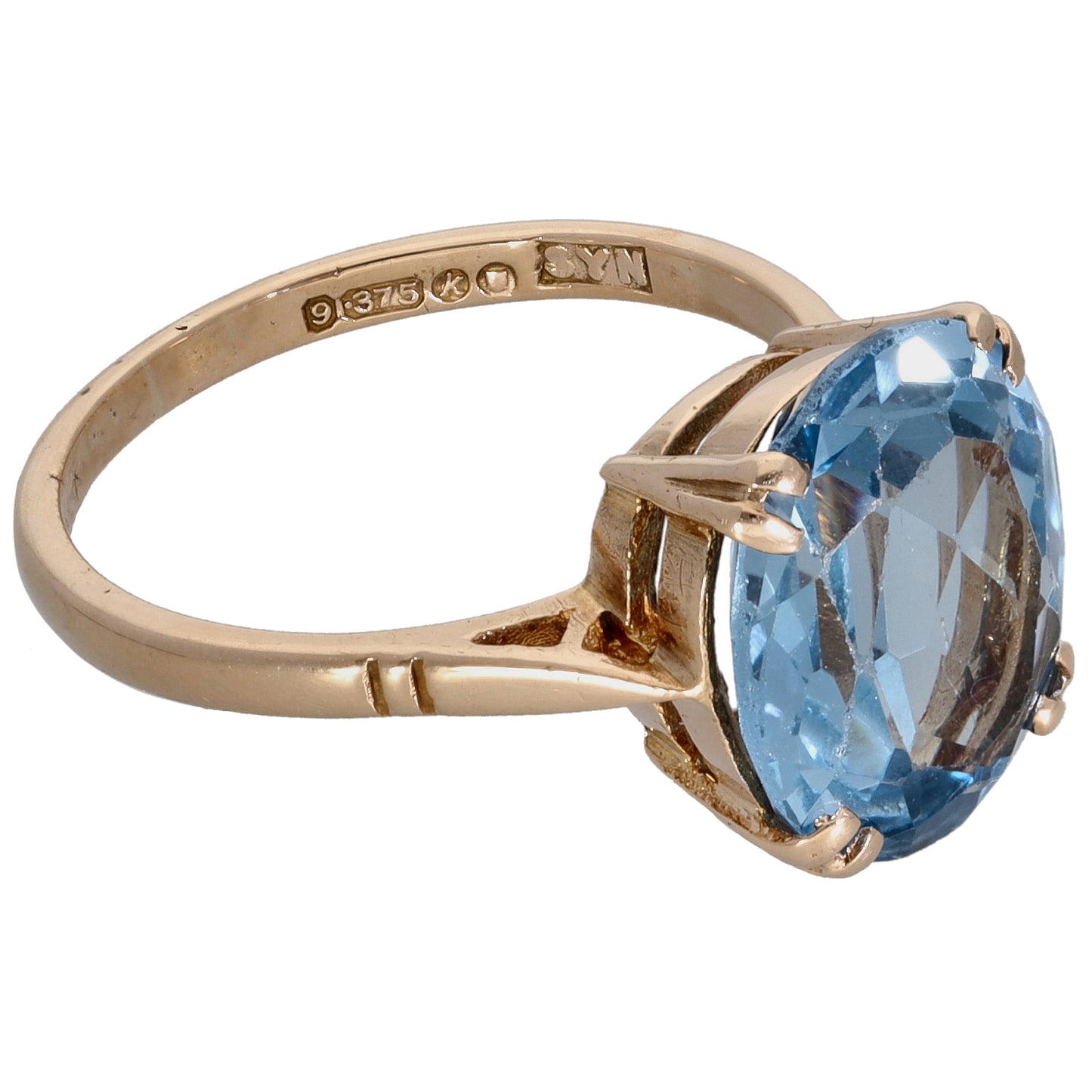 9ct Gold Imitation Gem Single Stone Ring Size K