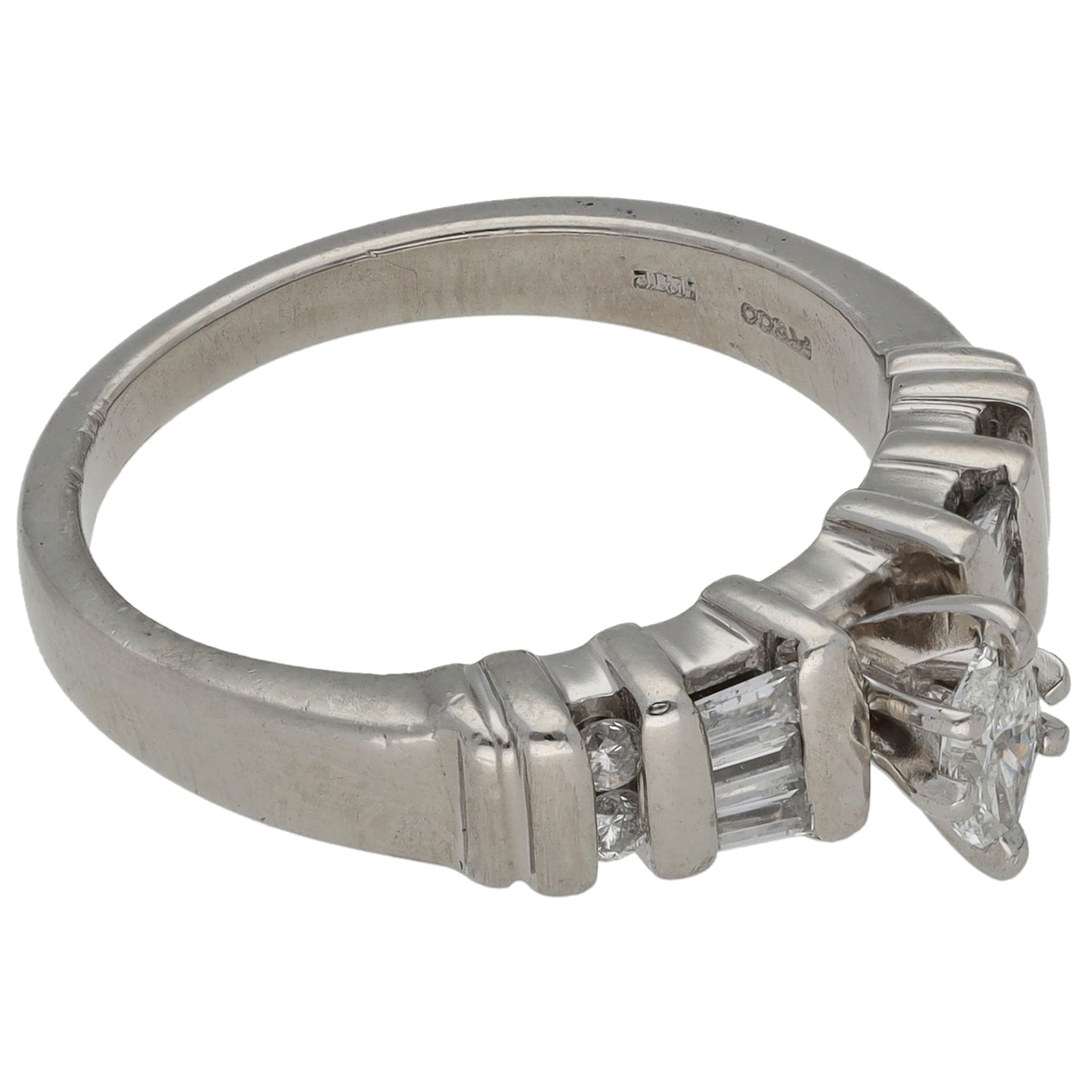 Platinum 0.58ct Diamond Solitaire Ring With Accent Stones Size N