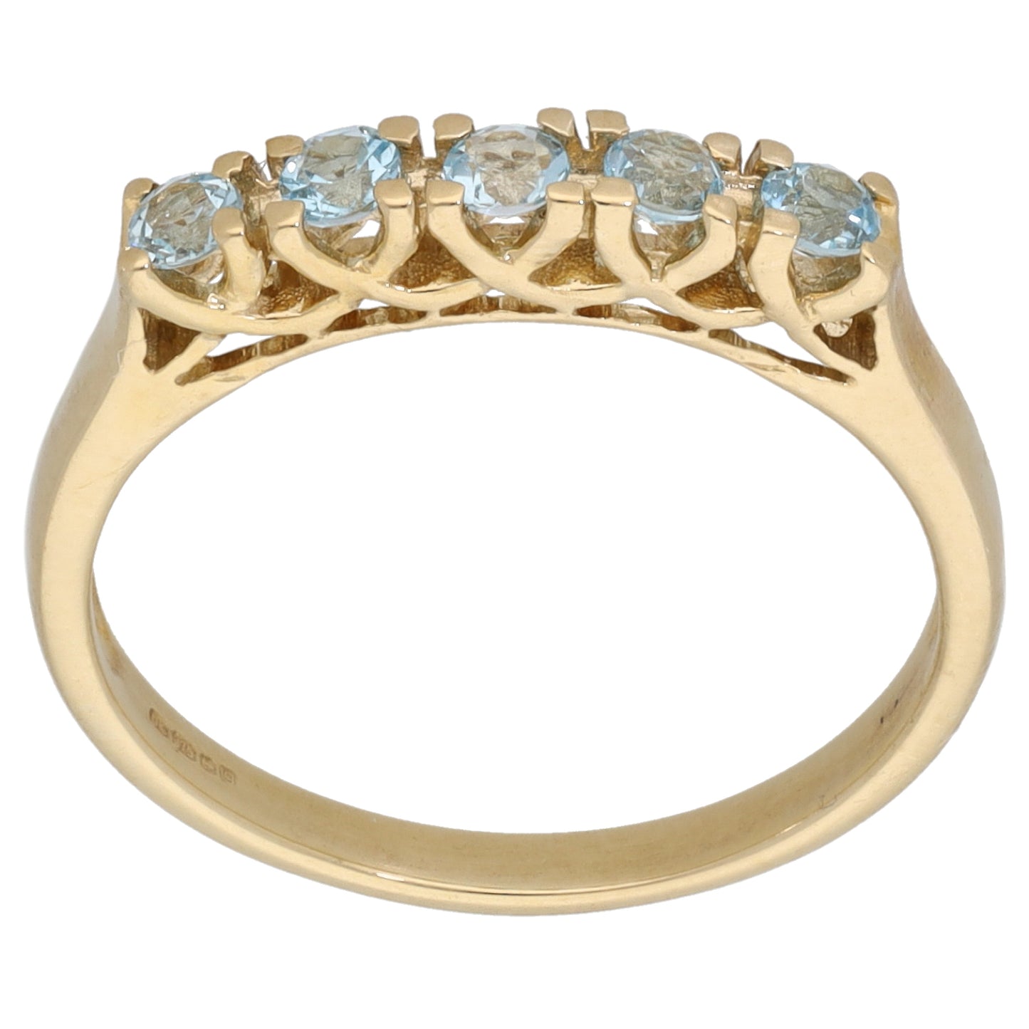 9ct Gold Aquamarine Half Eternity Ring Size N