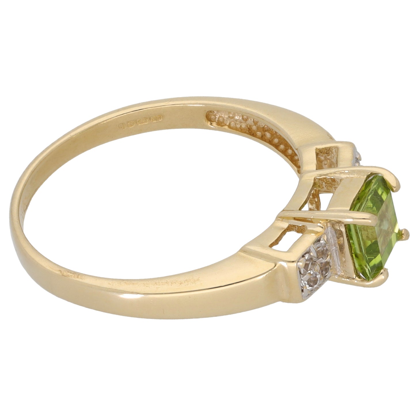 9ct Gold Peridot & Imitation Dress/Cocktail Ring Size N