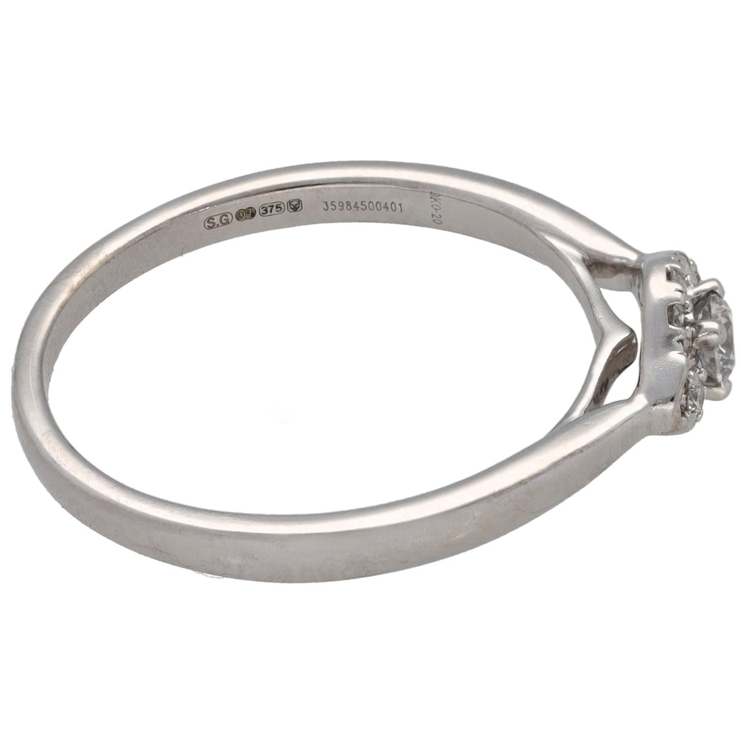9ct White Gold 0.19ct Diamond Cluster Ring Size R