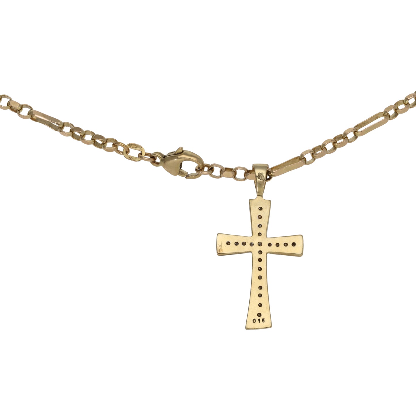 9ct Gold 0.15ct Diamond Cross Pendant With Chain