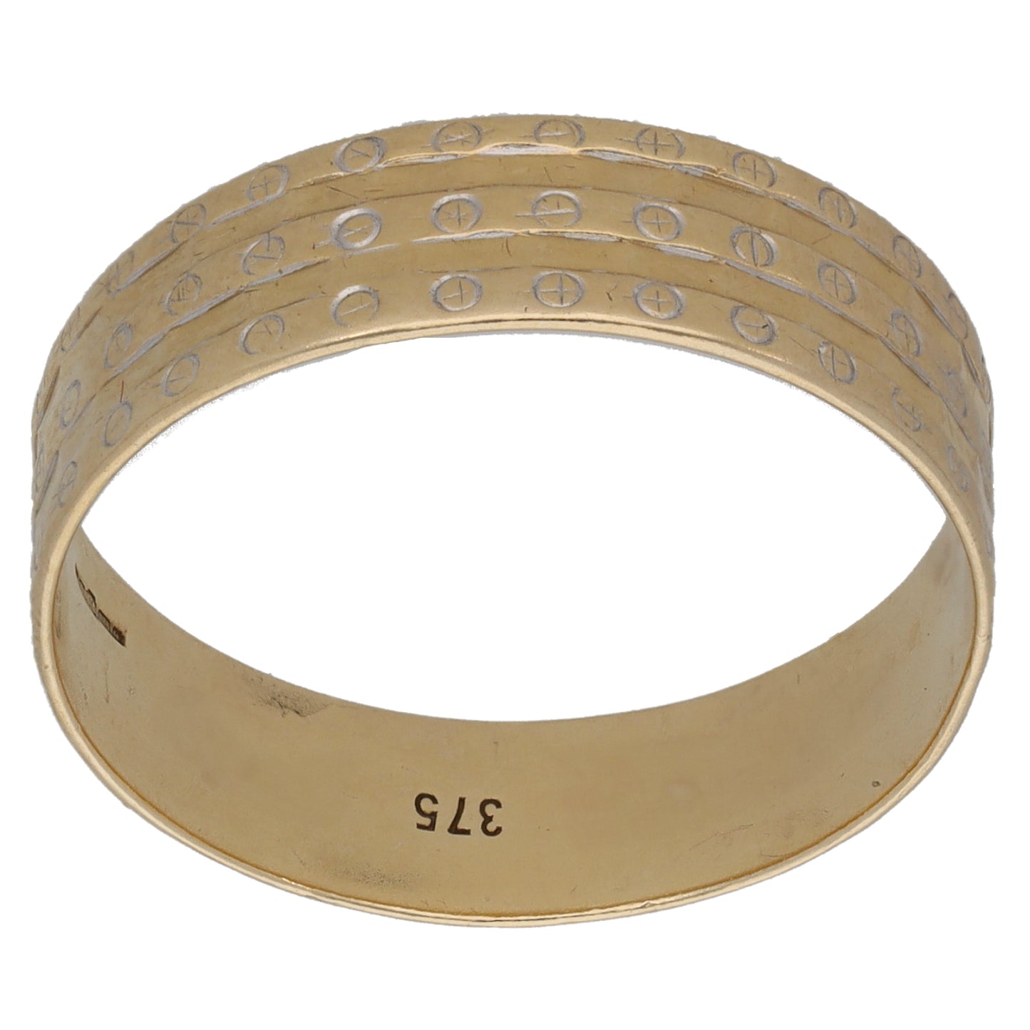 9ct Gold Patterned Wedding Ring Size U