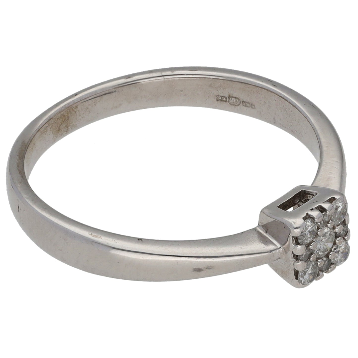 9ct White Gold 0.15ct Diamond Cluster Ring Size P